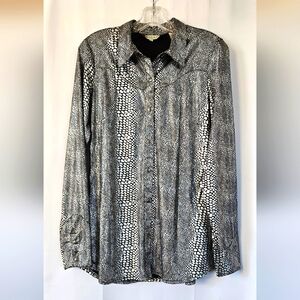 Roper Women's silver snake skin pattern pearl snap western shirt size medium‎